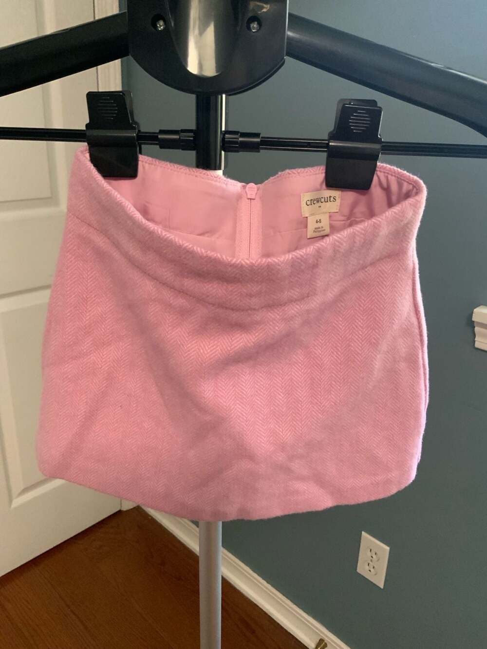 Crewcuts Skirt Size Girl 4-5 Pink Wool Blend Herringbone Mini Zip